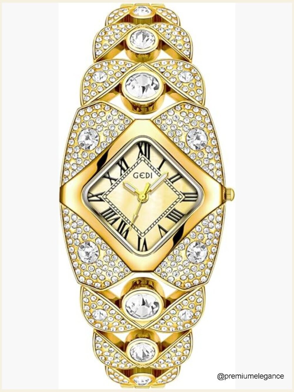 Women's Luxury Fashion Rhinestone Square Dial Quartz Bracelet Watch Roman